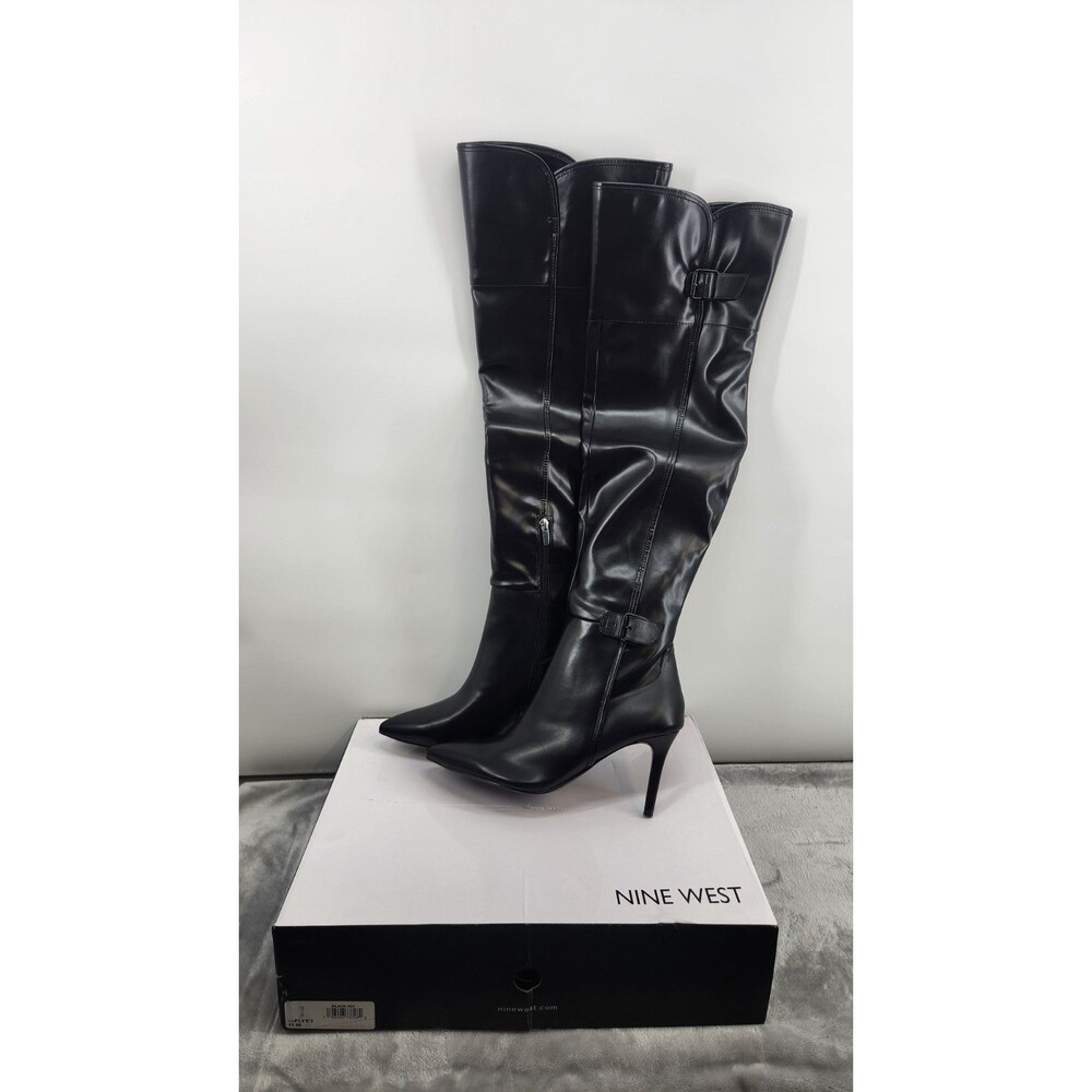 Nine West Women's‎ 6.5M Black Flye Over the Knee Heeled Botts NWB